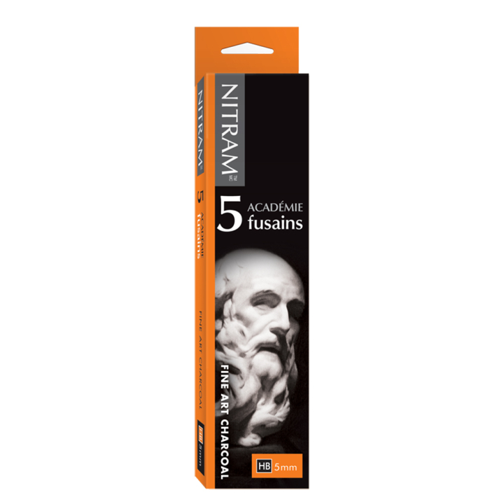 Fusain Académie HB médium 5 mm 5 pcs - Nitram - Rougier et Plé