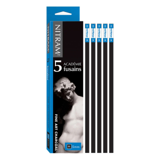 Fusain Académie H Dur 5 mm 5 pcs - Nitram - Rougier et Plé