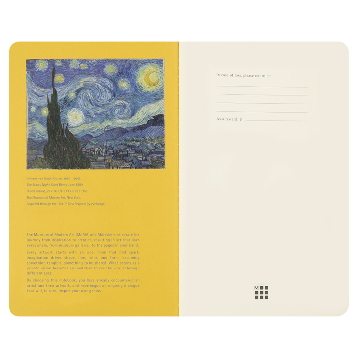 Set de 2 Cahiers MoMA Vincent van Gogh Blanc 13 x 21 cm 70 g/m² - Moleskine - Rougier et Plé
