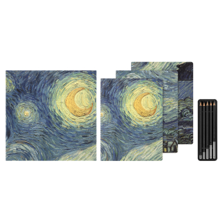 Coffret dessin MoMA Vincent van Gogh 3 cahiers + 5 crayons de dessin - Moleskine - Rougier et Plé