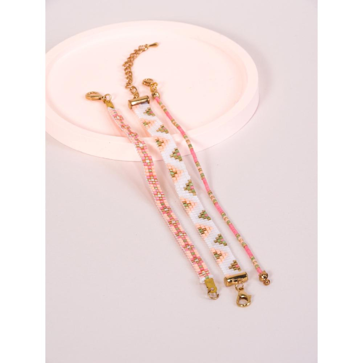 Kit bracelets Miyuki roses 3 pcs - Artemio - Rougier et Plé