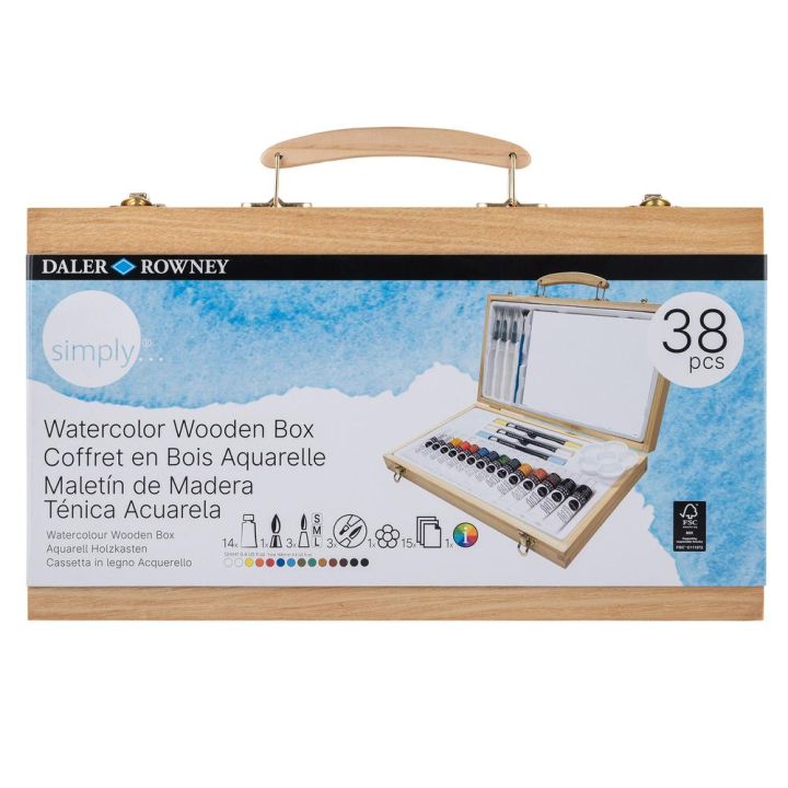 Aquarelle Simply Coffret en bois 38 pcs - Daler Rowney - Rougier et Plé