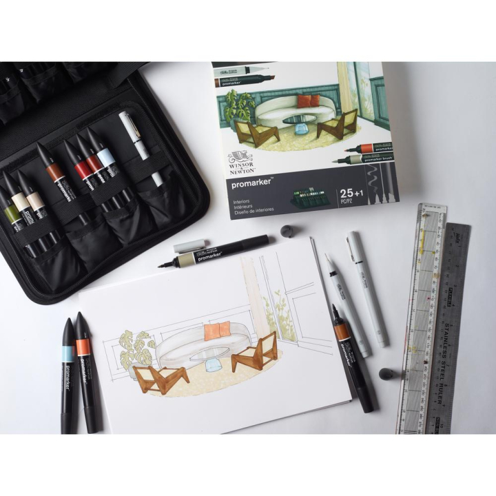 Trousse Promarker Intérieurs 26 pcs - Winsor & Newton - Rougier et Plé