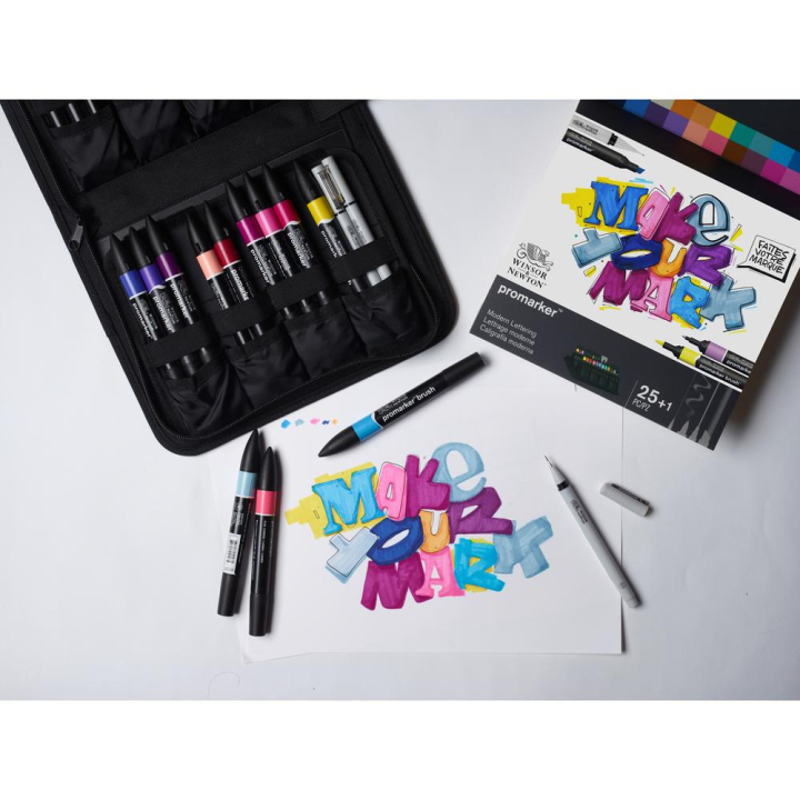 Trousse Promarker Lettrage moderne 26 pcs - Winsor & Newton - Rougier et Plé