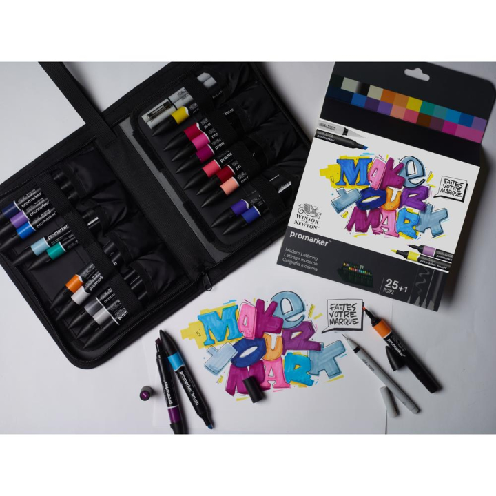 Trousse Promarker Lettrage moderne 26 pcs - Winsor & Newton - Rougier et Plé