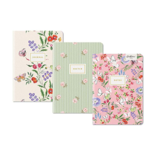 Lot de 3 Carnets cousus 13,5 x 19 cm Motifs floraux papillons - Ohh Deer - Rougier et Plé