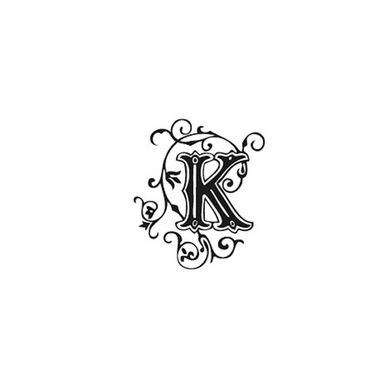 Tampon Bois Alphabet Arabesque lettre K, 2,8 x 2,8 x 2,8 cm