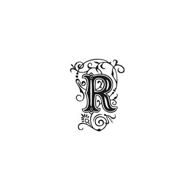 Tampon Bois Alphabet Arabesque lettre R, 2,8 x 2,8 x 2,8 cm