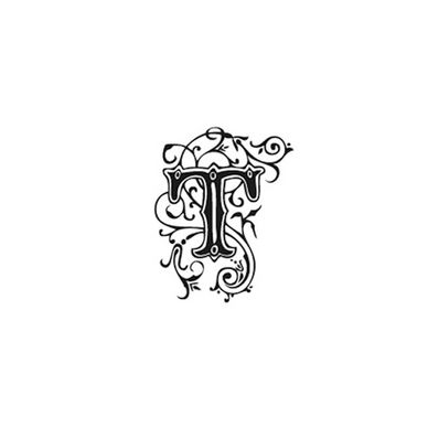 Tampon Bois Alphabet Arabesque lettre T, 2,8 x 2,8 x 2,8 cm