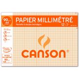 Papier millimétré Canson 90g pochette de 12 feuilles A4 bistre