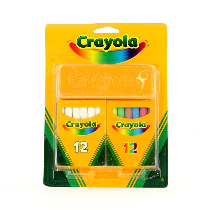 Kit de 24 craies Crayola pour tableau noir ou ardoise avec brosse