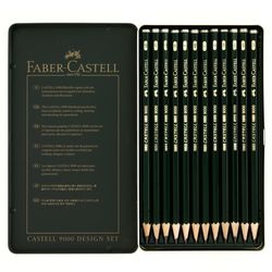 Boîte métal 12 crayons graphite  CASTELL 9000  DESIGN