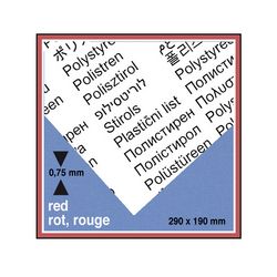 Plaque de plastique rouge opaque 19 x 29 cm ep. 0,75 mm
