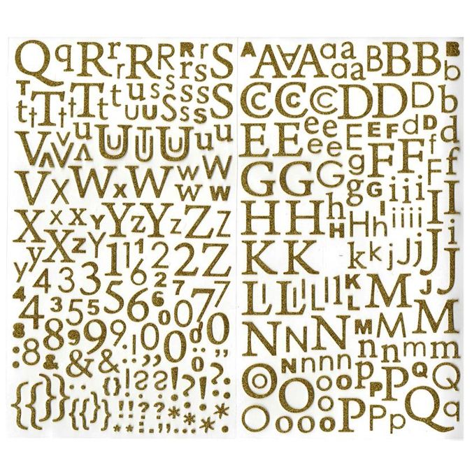 Autocollants alphabet or pailleté