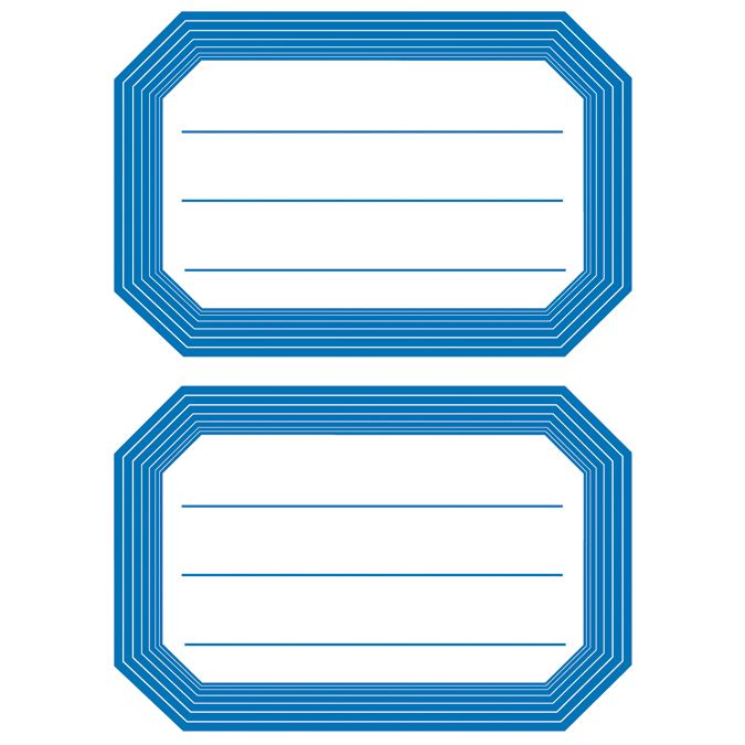 Pochette de 12 étiquettes scolaires autocollantes bord épais bleu