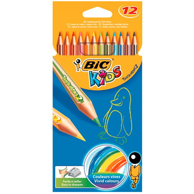 Crayons de couleurs Tropicolors 2 Eui de 12