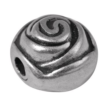 Perle bouton de rose argenté vieilli Ø 11 mm