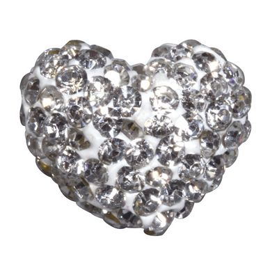 Perle Shamballa cœur 1,6 x 1,2 cm cristal