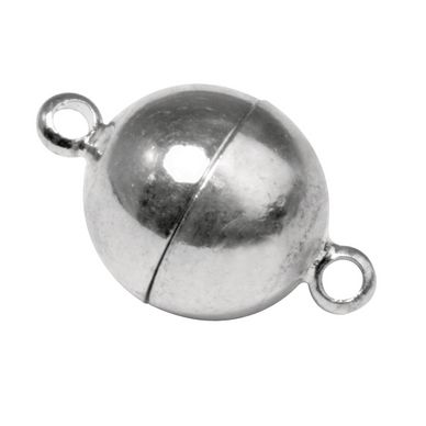 Fermoir magnétique boule extra fort argenté Ø 12 mm