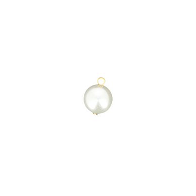 Perle en résine ronde nacrée avec tige et anneau blanc - or - 18 mm