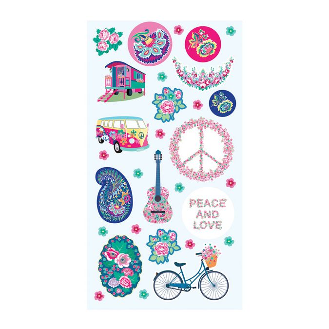 Stickers Puffies Flower Power peace & love