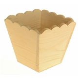 Cache pot en bois carré à bords ondulés 11 cm