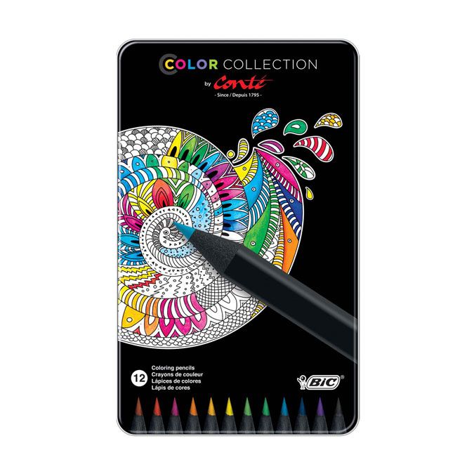 Crayon de couleur Color Collection - 12 couleurs en boite métal