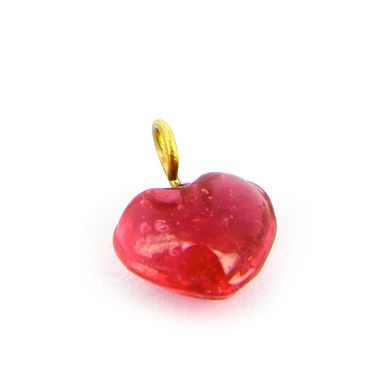 Breloque en verre cœur rose transparent cœur - 11 mm