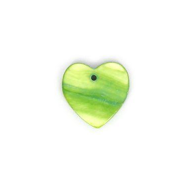 Perle en nacre cœur vert anis - 17,5 mm