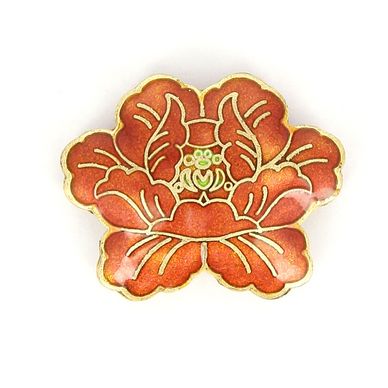 Perle en métal fleur orange rouge - 30 x 37 mm