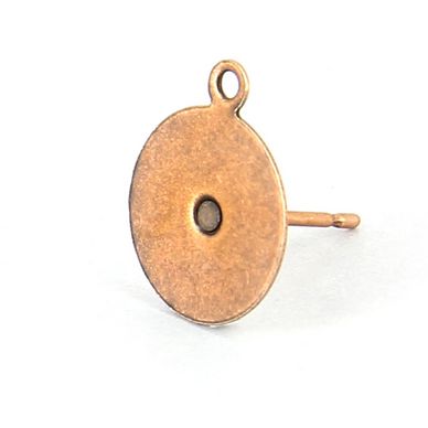 Boucles d'oreille tige plateau métal rond anneau cuivre vieilli - 10 mm