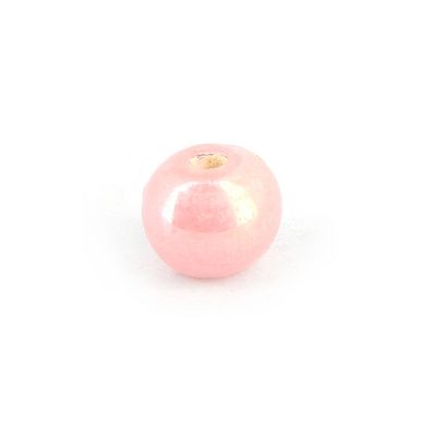 Perle en céramique ronde rose bonbon brillant - 9 mm