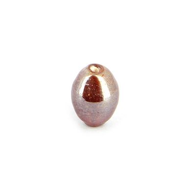 Perle en verre ovale rose iridescent - 10 x 20 mm