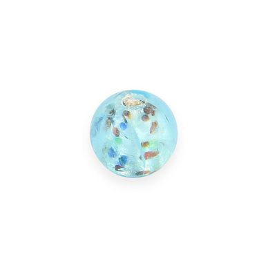 Perle en verre ronde bleu transparent intérieur marbre - 12 mm