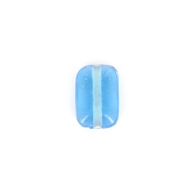 Perle en verre rectangulaire plat bleu - 13 x 19 mm