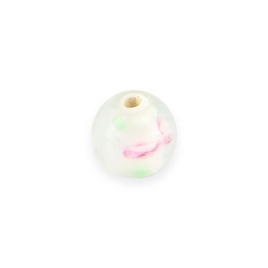 Perle en verre ronde fleuri - 9,6 x 10,5 mm
