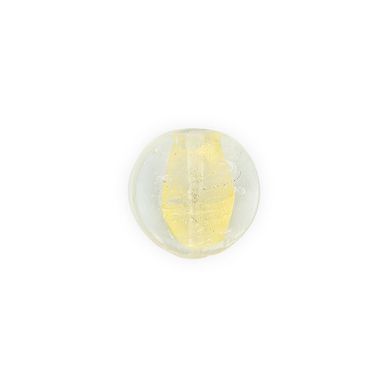 Perle en verre ronde aplatie transparent - or - 23 x 26 mm