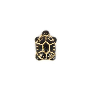 Perle en verre tortue noir - or 13 x 19 mm