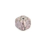 Perle en pierre cube marbrée rose - noir 9 mm