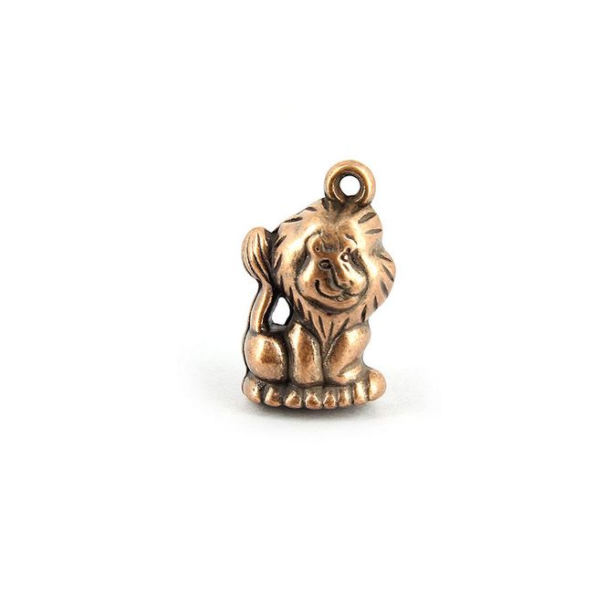 Breloque en métal lion avec anneau cuivre - 23 x 13 mm