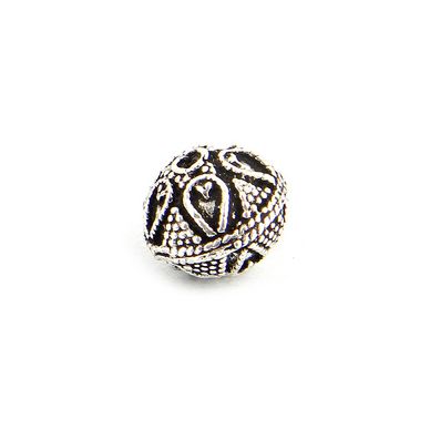Perle en métal ronde à gravures argent - 15 mm