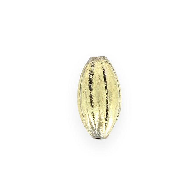Perle en métal ovale allongée quartiers argent vieilli - 13,8 x 22 mm