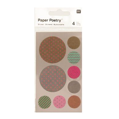 Stickers en papier Washi ronds or et argent x 4 planches