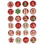 Badges en métal pour Calendrier de l'Avent Noël rouge et blanc - 24 pcs