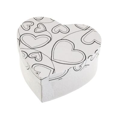Boîte cœurs en papier mâché Doodle Art 11 x 11 x 5 cm