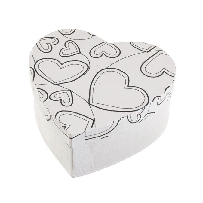 Boîte cœurs en papier mâché Doodle Art 11 x 11 x 5 cm
