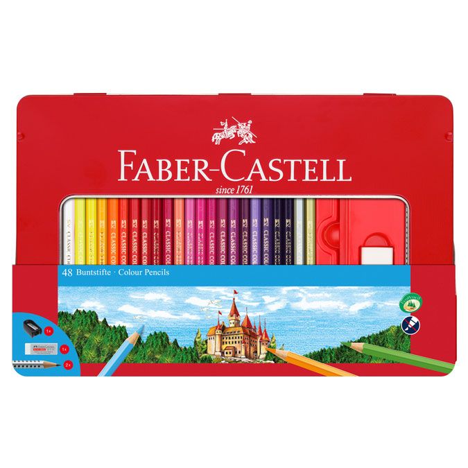 Crayon de couleur Boite Métal Château 48 pièces