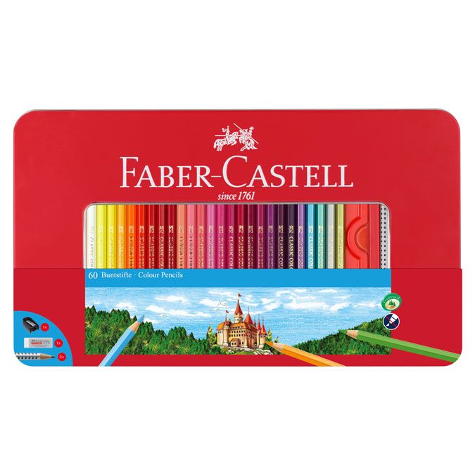 Crayon de couleur Boite Métal Château 60 pièces