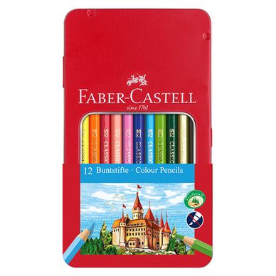 Crayon de couleur Boite Métal Château 12 pièces
