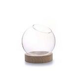 Vase globe + Socle en bois 14 x Ø 13 cm